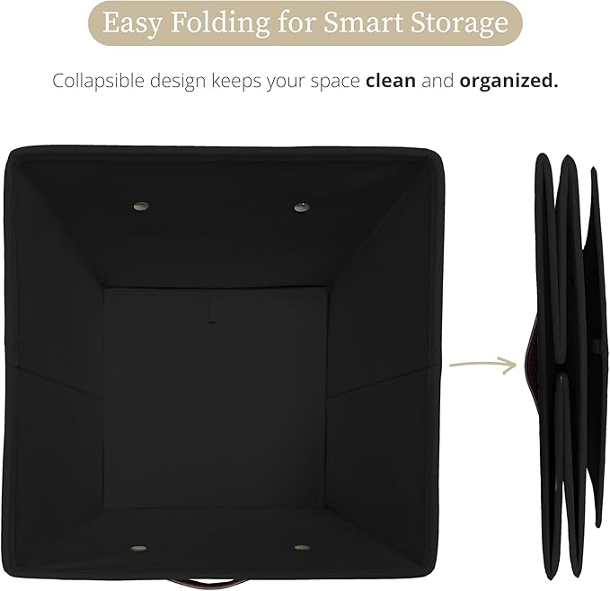 Storage Cubes, 13x13x13 Storage Cube Bins with Labels, 13" / 6pcs, Black