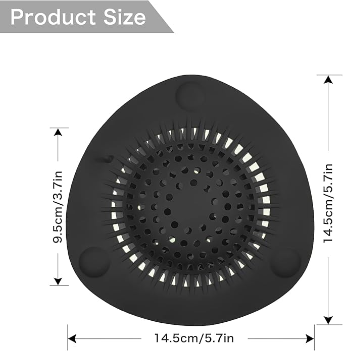 Hair Catcher Shower Drain Cover Bathtub Silicone Hair Catcher Stopper Drain Strainers,Home Protectors with Sucker Water Trap Sink Cover for Kitchen Sink Bathroom Tub 3 Pack (Black)