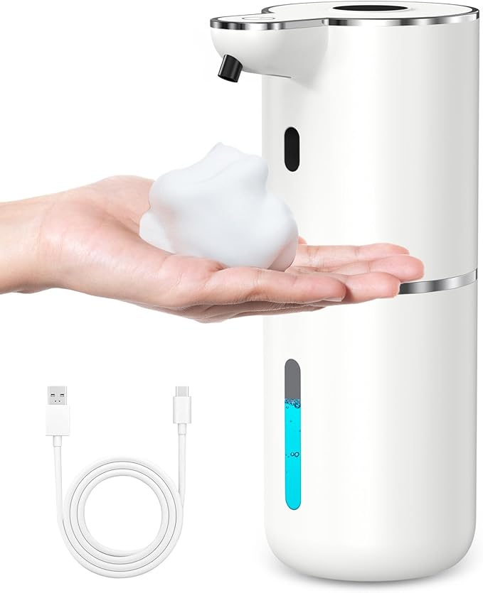 KeeKit Automatic Soap Dispenser, 380ml/12.8oz Touchless Foaming Soap Dispenser Rechargeable, Wall Mounted with 6-Level Adjust Automatic Soap Dispenserable Foam, IPX5 Waterproof, for Bathroom, Kitchen