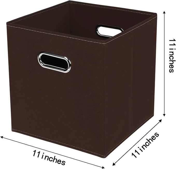 Fabric Cloth Storage Bins,Fabric Cube Bins Organizer with Dual Handles Foldable Cube Storage Baskets for Home Bedroom Storage,Set of 3,(Coffee)