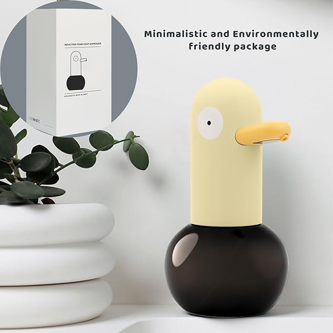 Yellow Duck Touchless Foaming Soap Dispenser - Automatic, Rechargeable, Touch Free for Kitchen, Bathroom, Restaurant, Office