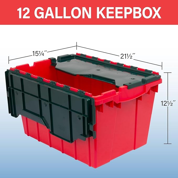 KeepBox 12 Gallon Storage Container, Red/Green