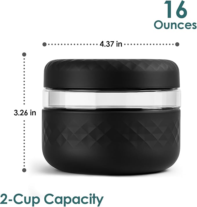 4 Pack 16 oz Glass Lunch Bowl Containers with Lids | Leak & Spill Proof, BPA-Free, Microwave & Dishwasher Safe