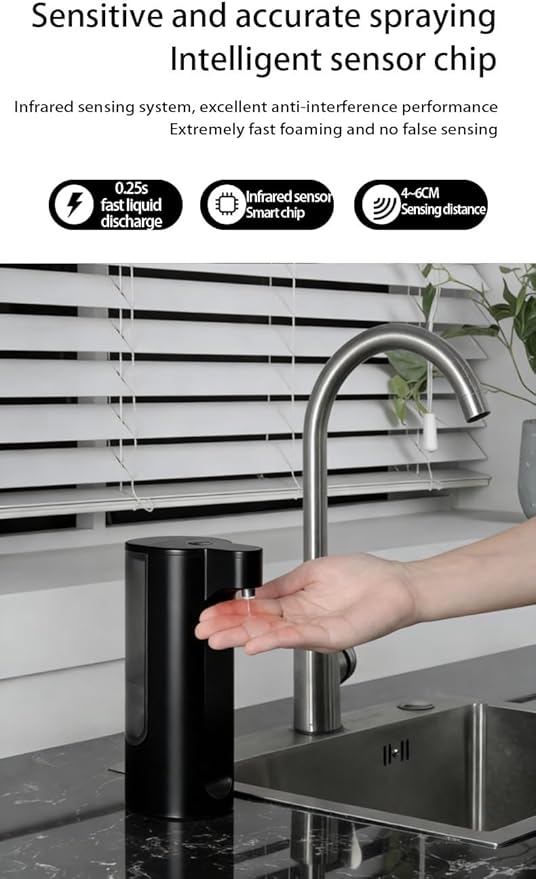 Automatic Soap Dispenser Touchless Dish Soap Dispenser 13.5oz/400ml with Infrared Sensor Type-C Rechargeable Liquid Dispenser for Bathroom and Kitchen