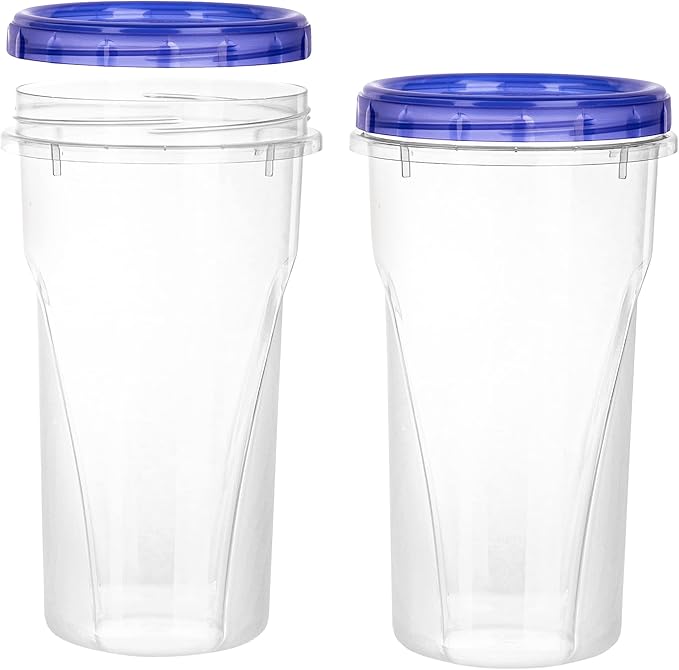 [48 oz 8 Pack] Twist Top Deli Containers Clear bottom With blue Top Twist