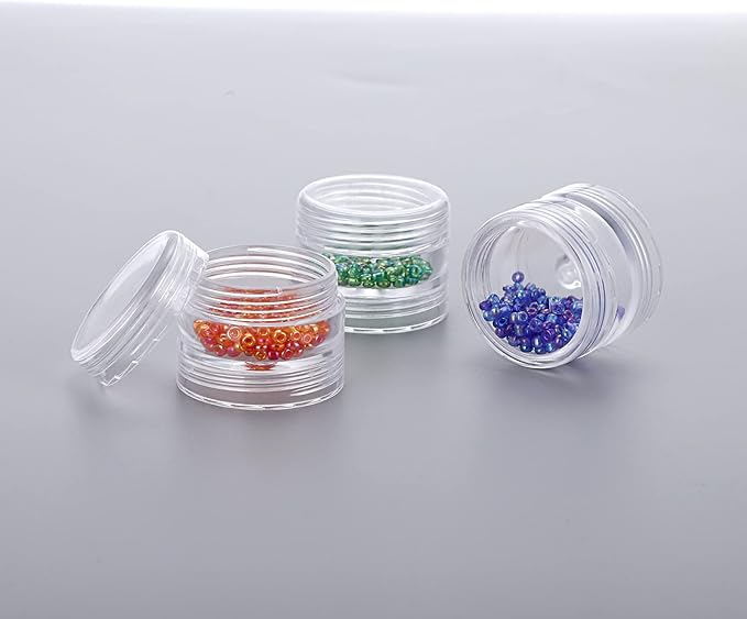 8 Sets 5 Layers Clear Plastic Round Storage Jars Jewelry Bead Storage Containers