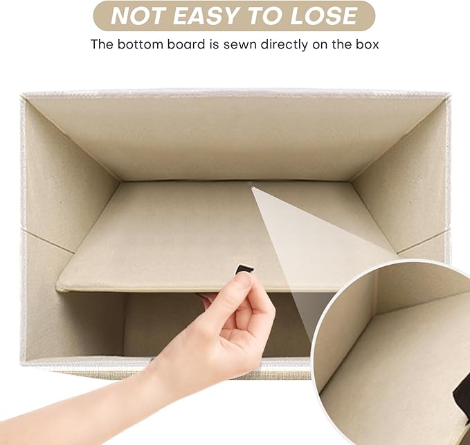 Bagnizer Large 22 Quart Linen Fabric Foldable Storage Bin Cube Organizer Basket with Flip-Top Lid & Handles, Clothes Blanket Box for Home, Office