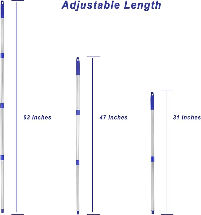 EaseYourDay 4-Section 1.3 ft. to 5.2 ft. Stainless Steel Pole Mop Replacement Handle Standard American Threading Compatible with All Cleaning Head with 3/4 Inch American Threading System