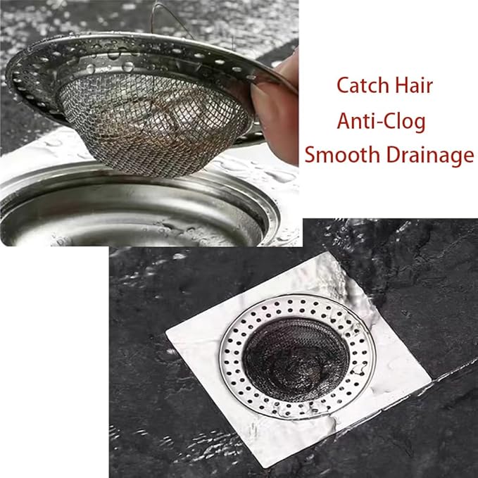 Shower Drain Hair Catcher, Shower Drain Basket, Easy to Clean Stainless Steel Mesh Hair Trap