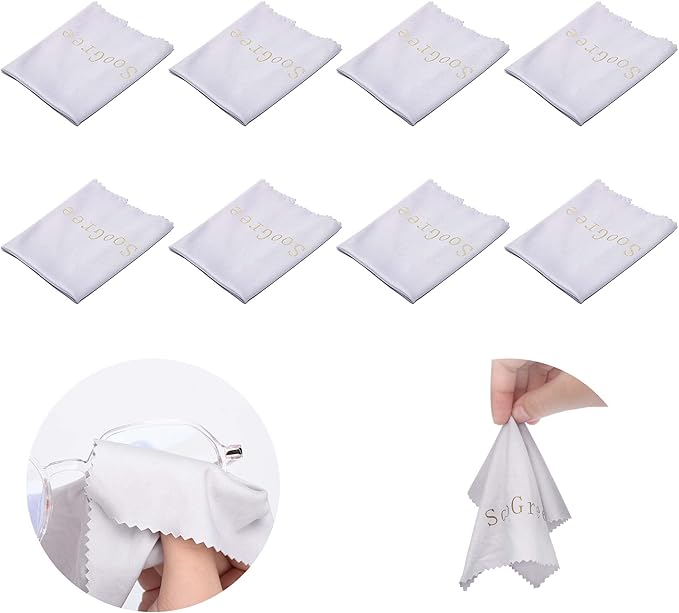 SooGree Glasses Cleaning Cloth Lens Microfiber Eyeglasses Wipes Cloth Lens Cleaner Camera Phone Computer Screen Scratch Resistant Soft Smooth Lint Free Cloth 8 Pack
