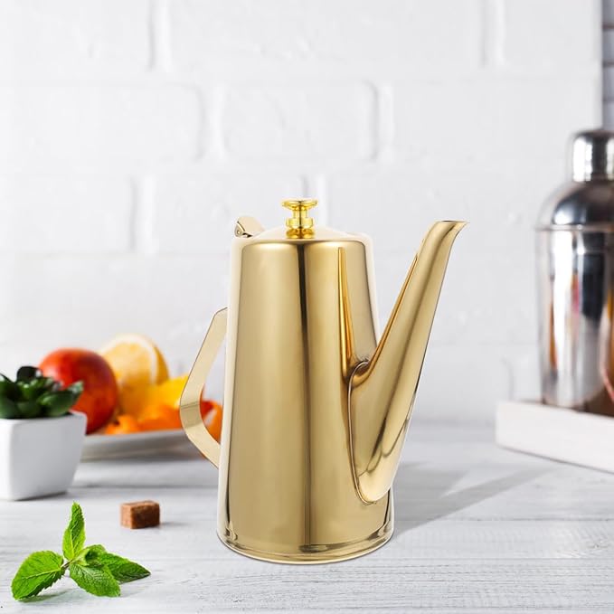 Yardwe Stainless Steel Oil Dispenser Bottle 7.87X4.52X3.34In Cold Water Kettle with Drip-Free Spout for Household Oil Storage and Kitchen Cooking