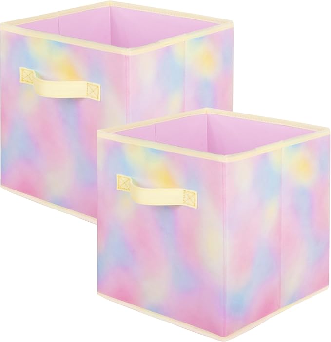 ShellKingdom Storage Bins, Foldable Fabric Storage Cubes And Cloth Storage Organizer Drawer For Closet And Toys Storage, 2 Pack (Chromatic Tie Dye)