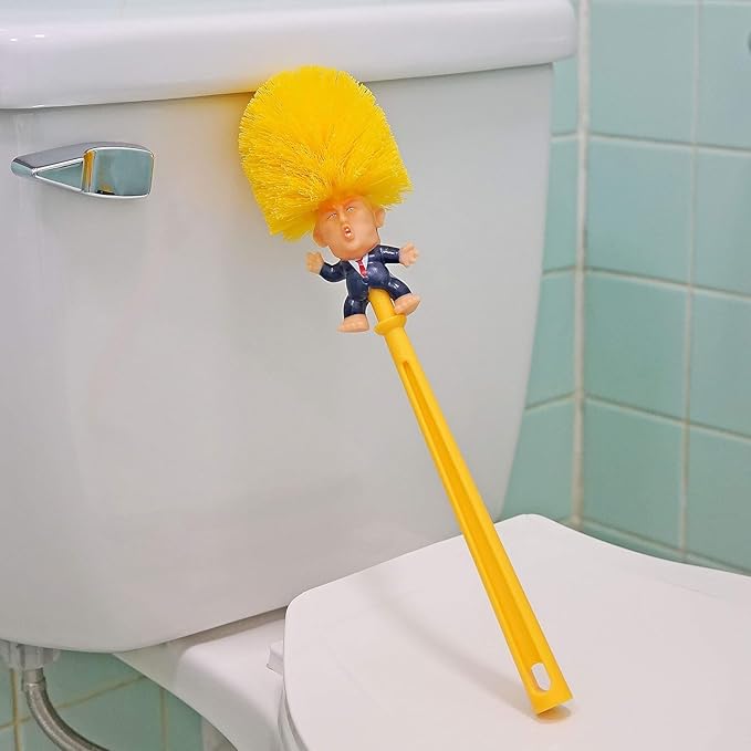 Toilet Brush, Great Gag Gift, Fun Design, Premium Quality Toilet Bowl Brush with Solid Handle and Durable Bristles for Bathroom Cleaning, Political Satire Products