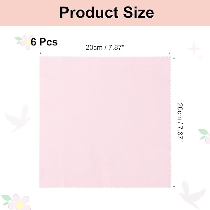 uxcell 12 Pcs Microfiber Cleaning Cloth for Glasses, 8 x 8 Inch Eyeglass Cleaning Cloth, Glasses Cleaner Wipes for Electronics Lenses Screens Cameras Cell Phones, Pink
