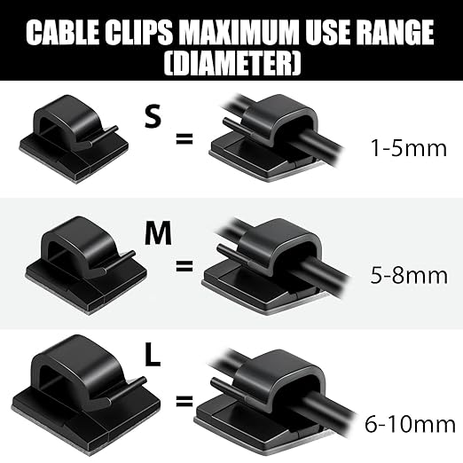 Blulu 100 Pcs Adhesive Cable Clips Bulk Wire Holder for Cord Organizer Clips Cable Management Outdoor Light Hooks for Christmas Wall String Lights Fairy Lights