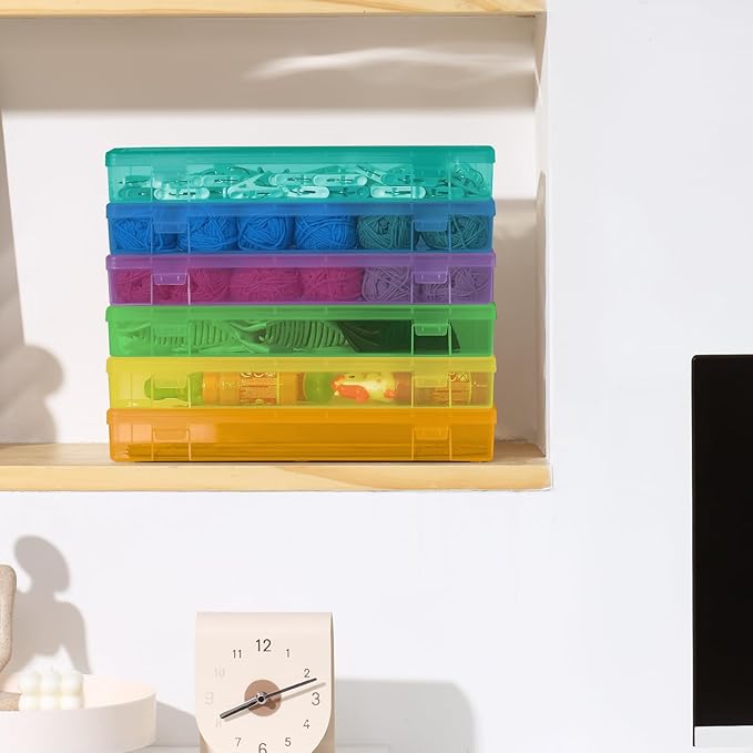 Plastic Small Storage Bins with Lids for Organizing, 6 Pack Large -Color