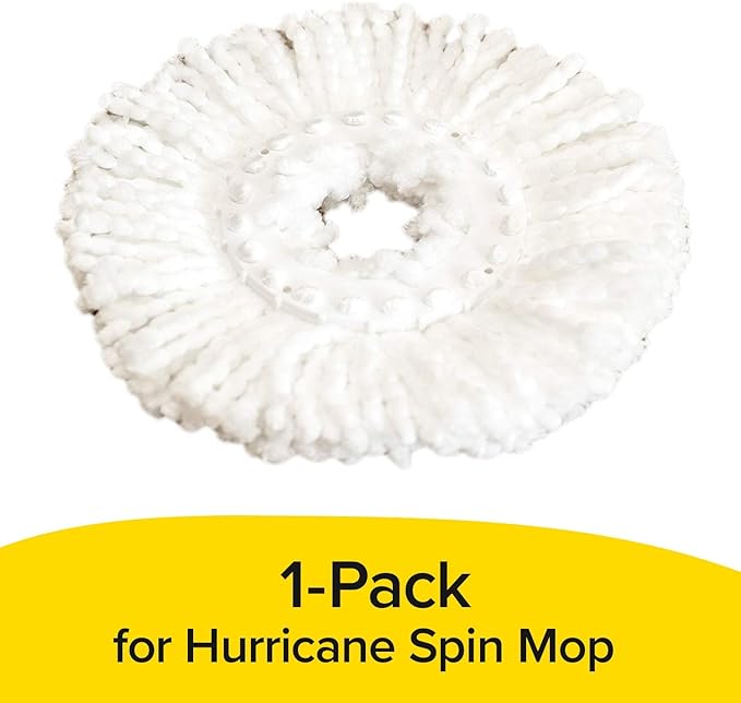 Hurricane Spin Mop Replacement Mop Heads for As Seen On TV Cleaning System by BulbHead, Spin Away Germy, Dirty Water - Super-Absorbent Microfiber Head Holds 10X Weight — 1-Pack