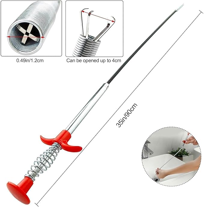 Flexible Grabber Claw Pick Up Reacher Tool 4 Claws Bendable Hose Pickup Reaching Assist Tool for Litter Pick, Home Sink Drains Toilet Trash Hair Clog Sink Snake Remover Tool (36 Inch)