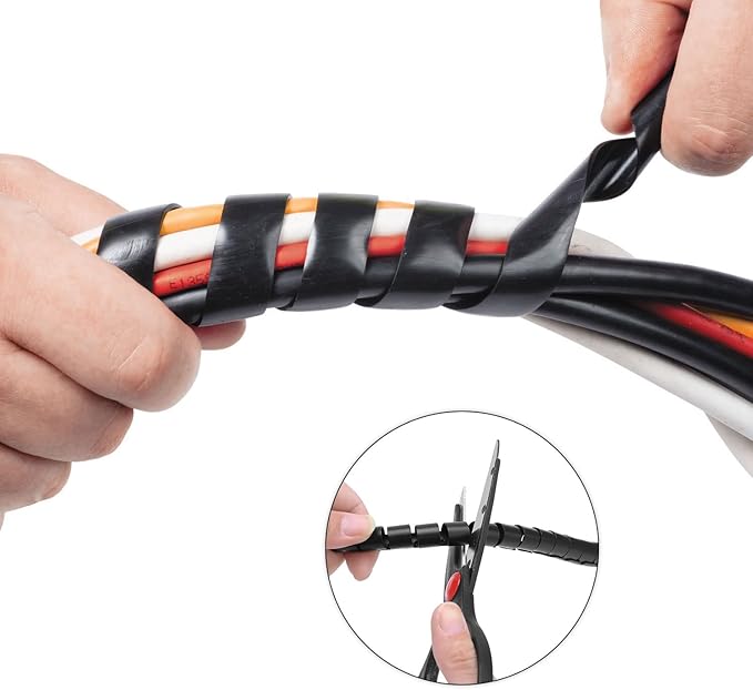 Spiral Cable Wrap - 25 Ft 3/8" Spiral Wire Wrap Cord Covers Bundle Sleeve Hose for Computer Electrical Wire Organizer (3/8 Inch-25Ft)
