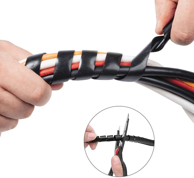 Spiral Cable Wrap - 20 Ft 1/2" Spiral Wire Wrap Cord Covers Bundle Sleeve Hose for Computer Electrical Wire Organizer (1/2 Inch-20Ft)