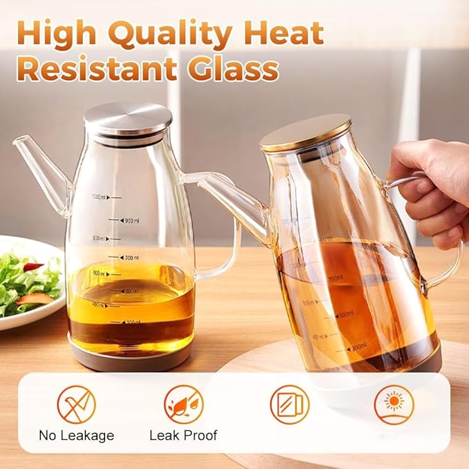 Generic Oil Dispenser Bottle with Drip Free Spout - 34 oz Glass Oil Dispenser - Kitchen, Barbecue, Air Fryer, Frying - Cooking Kitchen Gadgets