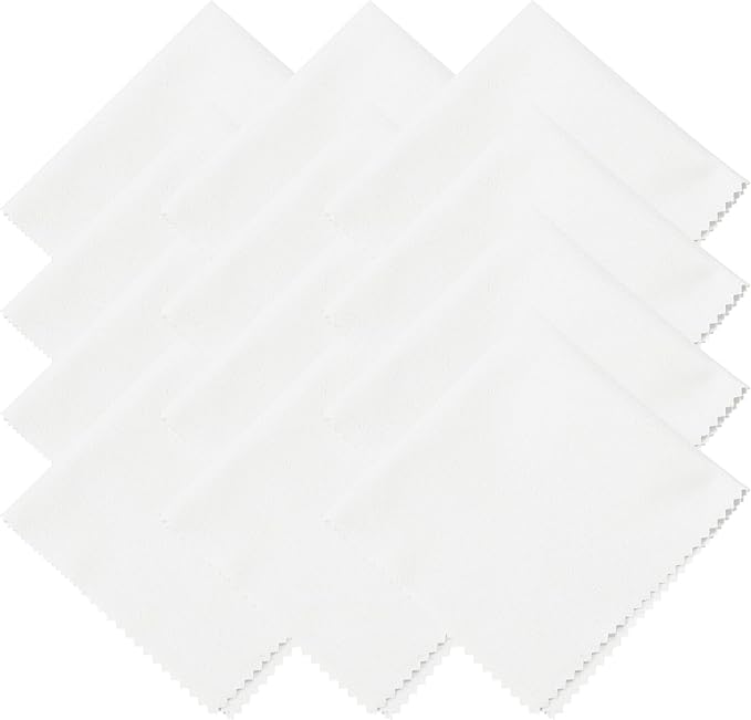 uxcell 12 Pcs Microfiber Cleaning Cloth for Glasses, 11.8 x 11.8 Inch Eyeglass Cleaning Cloth, Glasses Cleaner Wipes for Electronics Lenses Screens Cameras Cell Phones, Light White