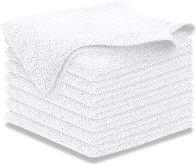 USANOOKS Microfiber Cleaning Cloth - White - 8Pcs (12.5x12.5 inch) High Performance - 1200 Washes