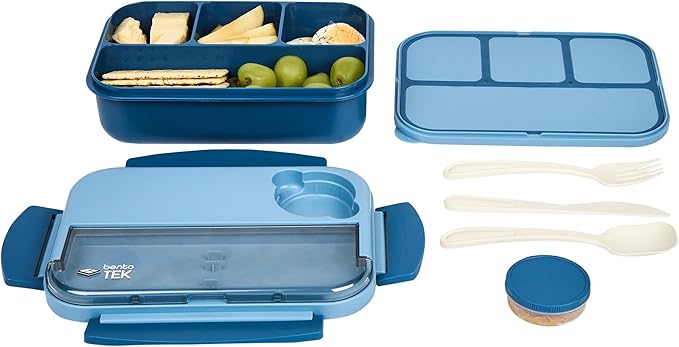 Restaurantware Bento Box 1 Count 44 Ounce Plastic Lunch Box With Cutlery