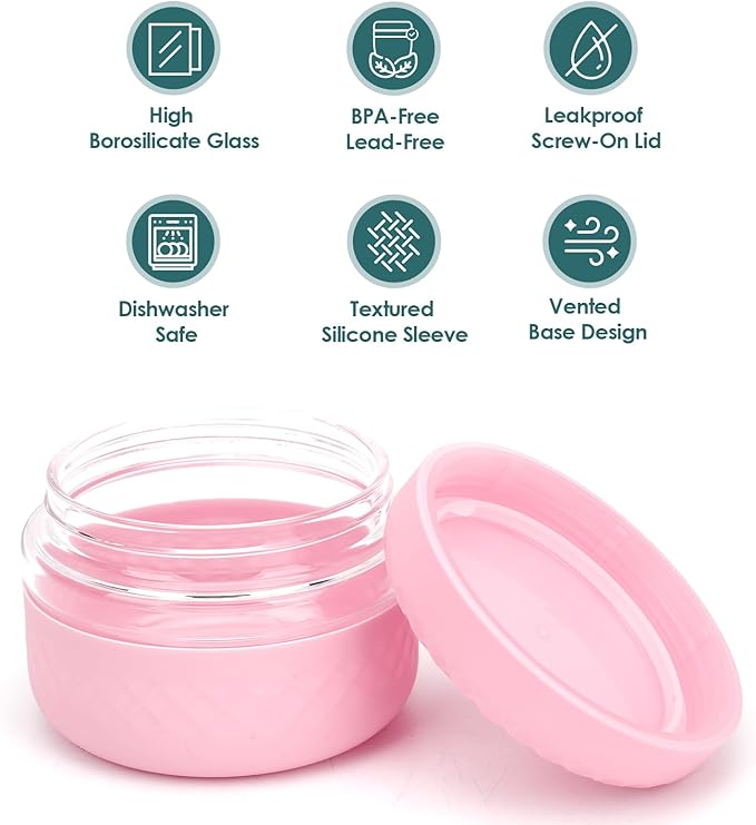 4 Pack 16 oz Glass Lunch Bowl Containers with Lids | Leak & Spill Proof, BPA-Free, Microwave & Dishwasher Safe