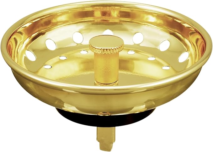 KONE Sink Drain Strainer Gold Sink Stopper and Strainer Stainless Steel Kitchen Sink Strainer Basket Replacement for 3-1/2 Inch Kitchen Sink