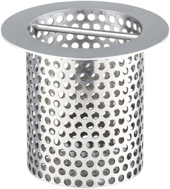 3" Commercial Floor Drain Strainer, 4 1/2" Lip Diameter x 4" Tall 316 Perforated Cylindrical Mesh Stainless Steel Drain Strainer with Carry Handle for Restaurant/Factory/Kitchen/Laboratory