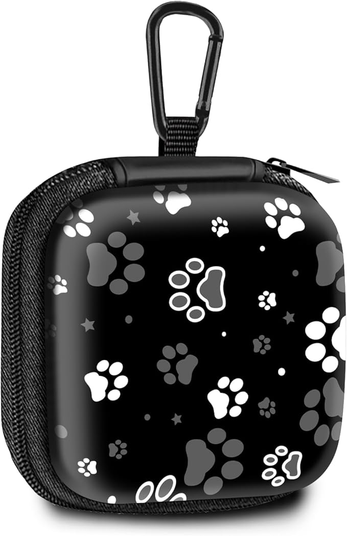Square Data Cable Earbud Charger Coin Storage Bag Shockproof and Drop-Proof EVA Material Compatible with AirPod(Dog Paw Print and Star)