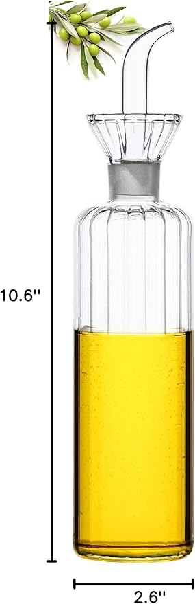 HAIZEEN 16 oz/480ml Non-Drip Olive Oil Dispenser Bottle 100% Glass Oil Carafe Decanter for Kitchen Oil & Vinegar Cruet for Cooking & BBQ
