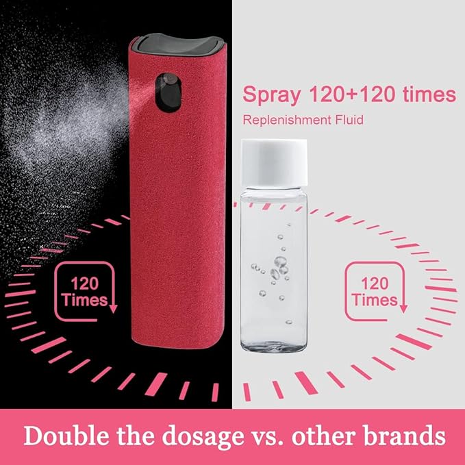 Screen Cleaner Touchscreen Mist Spray, walrfid Cleaning Kit for Electronic Smart Phone TV, Laptop, Tablet, PC, Computer Monitor Flat LCD, Eyeglasses, Compatible with iPhone iPad MacBook Pro (Red)