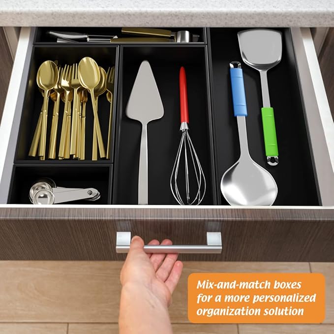 Black Bamboo Drawer Organizer, 9"6"2.5"