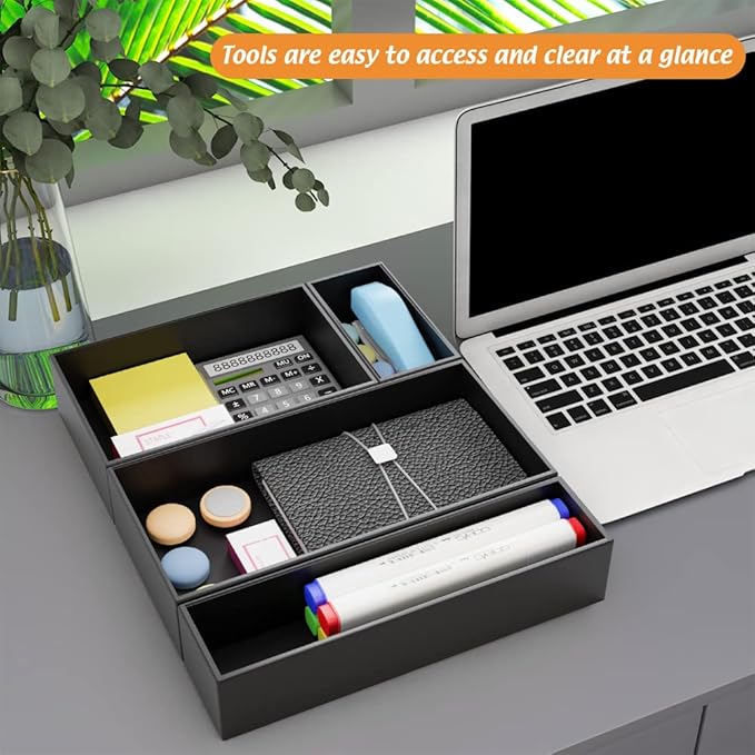 Black Bamboo Drawer Organizer, 9"6"2.5"