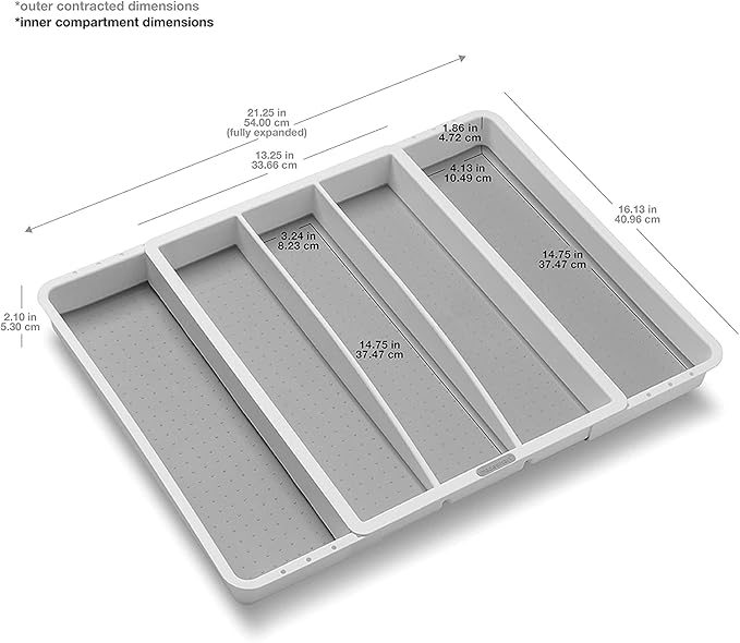 Madesmart Expandable Utensil Tray-White, Classic Collection, 5-Compartments