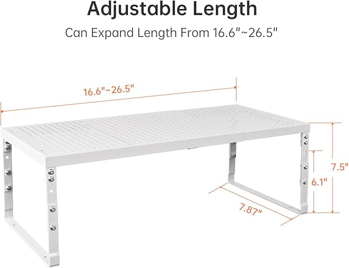Cabinet Shelf,Expandable Adjustable Stackable Kitchen Organizer,for cabinets, Kitchens, countertops, bathrooms Shelf Organizer(3Packs/White,Medium)