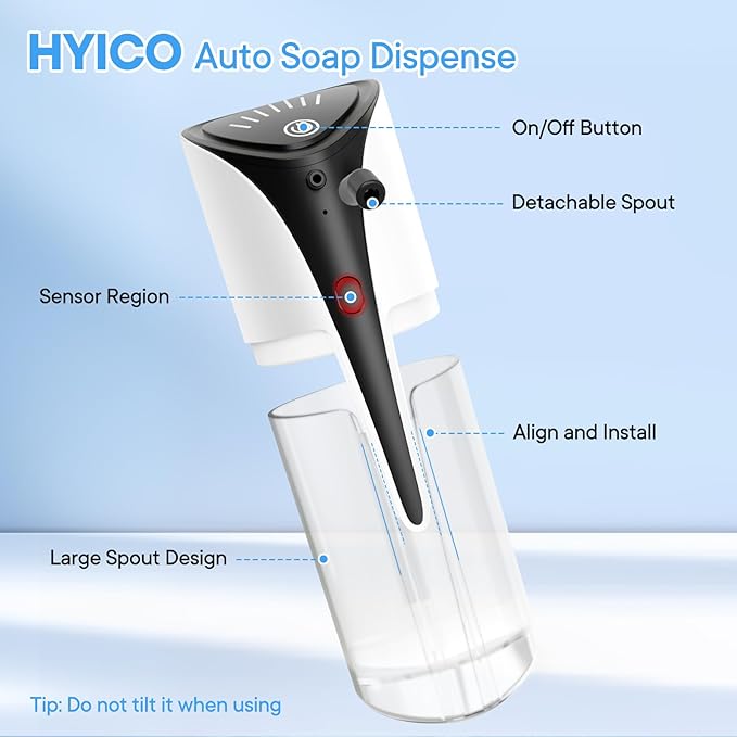 Automatic Liquid Soap Dispenser, 15.83 oz/450mL USB C Rechargeable Soap Dispenser, 7 Adjust Volume Touchless Hand Sanitizer Dispenser, Motion Sensor Waterproof Pump for Bathroom Kitchen (White)