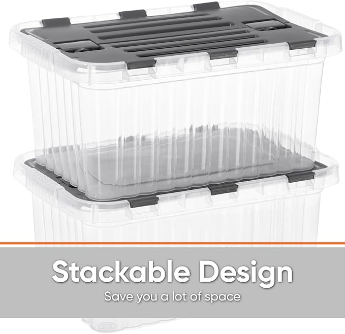 Storage Bins with Lids, 4 Pack, 15"x10"x10.25"