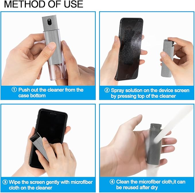 Screen Cleaner Touchscreen Mist Spray, walrfid Cleaning Kit for Electronic Smart Phone TV, Laptop, Tablet, PC, Computer LCD Flat Screens, Eyeglasses