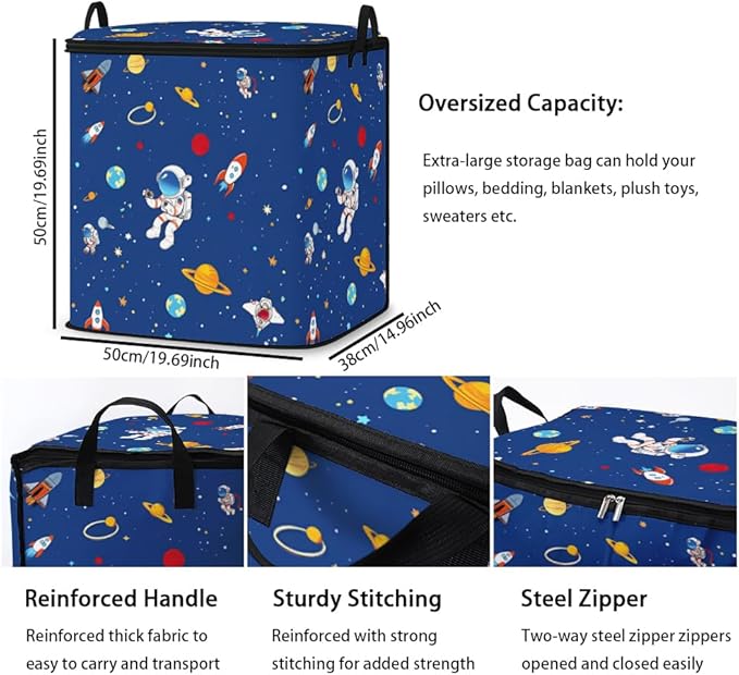 2pcs closet organizers and storage under bed,clothing blanket sweater sheet bedding comforter duvet quilt pillow toy storage bags with lids