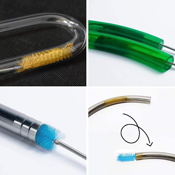 Flexible Straw Drain Brush Line Cleaner - 5 Ft Long Nylon Cleaner Double Ended Elastic Hose Pipe and 3 Pcs 10 Inch Straw Cleaning Brush for Tumbler