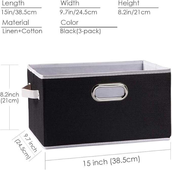 Large Collapsible Storage Bins for Closet [3-pack] Decorative Fabric Storage