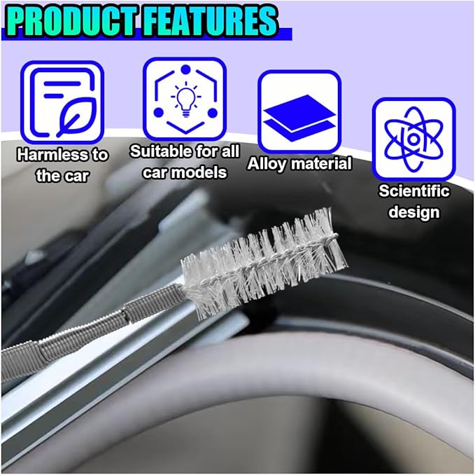 Auto Sunroof Drain Cleaning Tool, 78 Inch Long Pipe Cleaners & Flexible Drain Brush, Slim Tube Cleaning Brush Dredging Tool for Car Sunroof, Windshield Wiper Drain Hole (1PC)