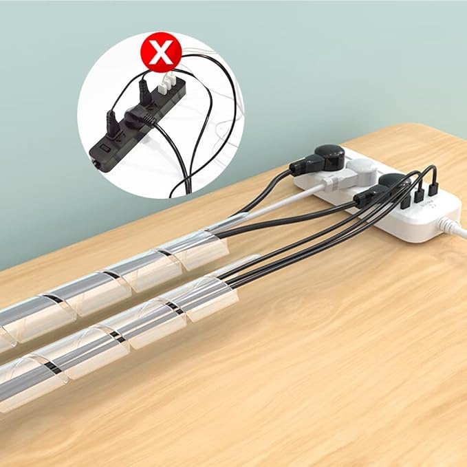 45Ft Spiral Cable Wrap - White Cord Covers Bundle Sleeve Hose for PC TV Computer Electrical Wire Organizer, Cord Cover and Detangler