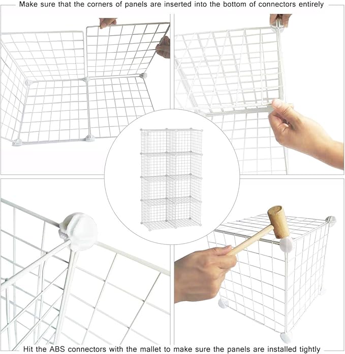 C&AHOME Wire Cube Storage, 8-Cube Organizer Metal C Grids Storage, Storage Bins Shelving, Modular Shelves, DIY Closet Cabinet Ideal for Living Room, Home, Office 24.8" L x 12.4" W x 48.4" H White