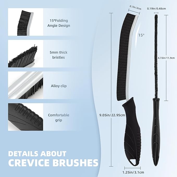 TQRR Hard Bristle Crevice Cleaning Brush-Thin Gap Scrub Brush, Small Cleaning Brush, Grout Brush, Kitchen Brush, Cleaning Tools for Toilet, Bathroom, Sink, Home, Household, Window (6, Light Blue)