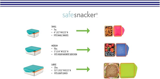 New Wave Enviro Safe Snacker, Stainless Steel Food Container, BPA Free, Stackable and Cabinet Friendly, Teal, Medium Size, 13oz. Capacity