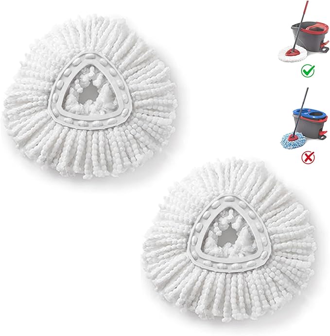 BonusLife 2-Pack Mop Head for O-Ceda EasyWrin Spin Mop Refill 1-Tank System Only Easy Cleaning Microfiber Replacement